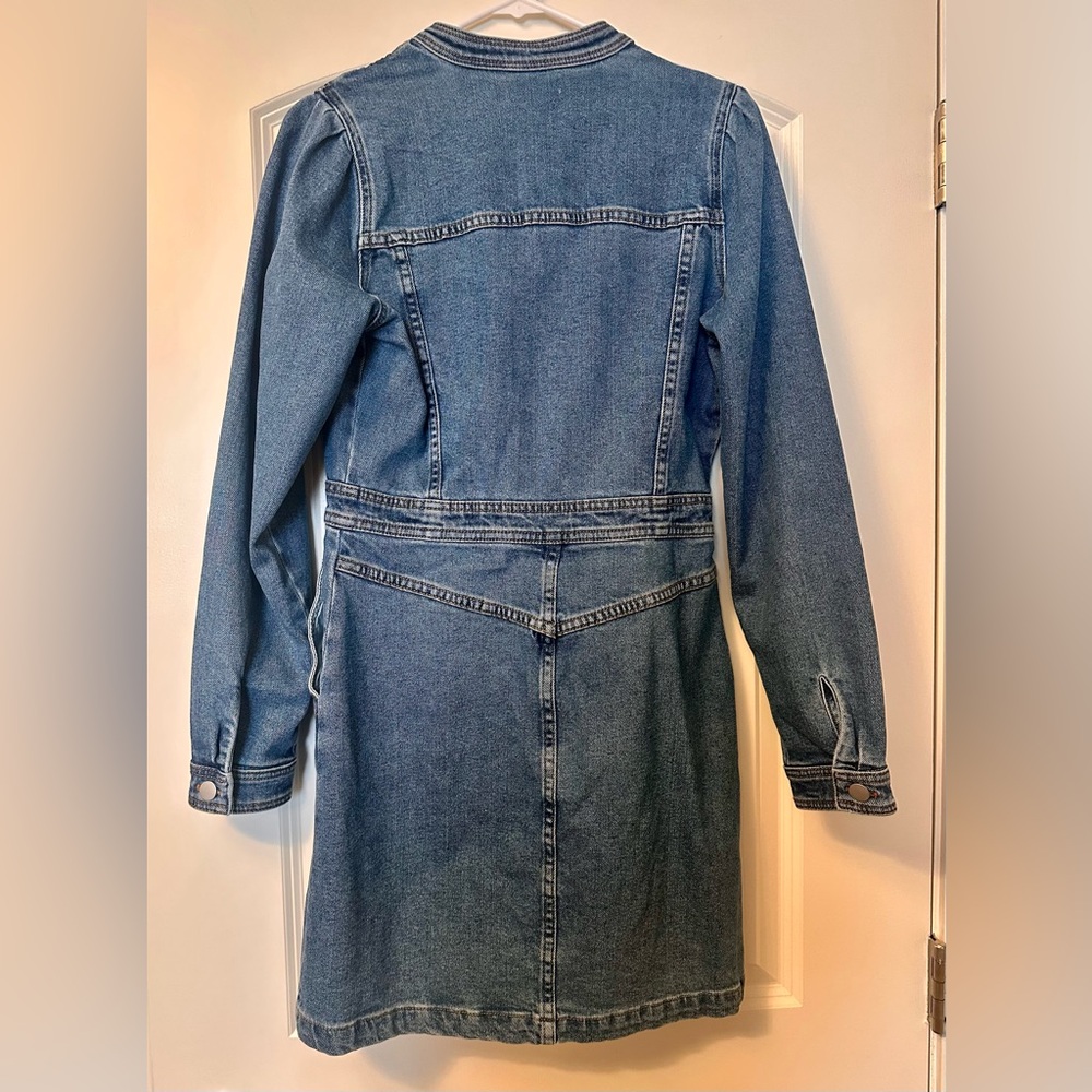 Sezane Denim Button-Front Mini Dress in Deep Blue - Picture 6 of 7